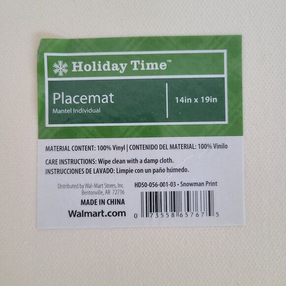 Holiday Time Vinyl Holiday Placemats Snowman And Penguin Print Set Of Four - Picture 10 of 10